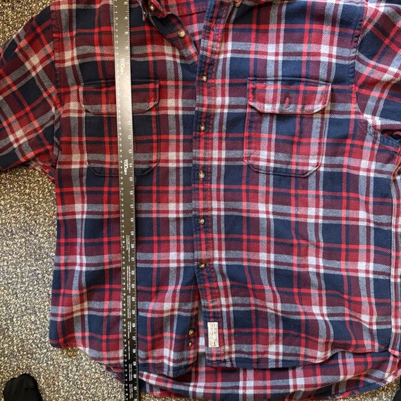 Abercrombie & Fitch Red Navy Plaid Flannel Shirt Men’s XL - Picture 6 of 6